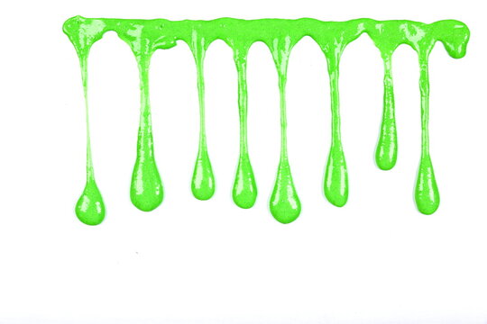 drops of dripping slime on a white background