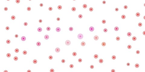 Light Red vector doodle background with flowers.