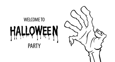 Cartoon outline zombie hand flyer sale design