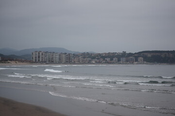 vista de la playa de Salinas desde San Juan, Asturias, Spain