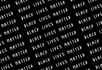Black Lives Matter white slogan poster on black background