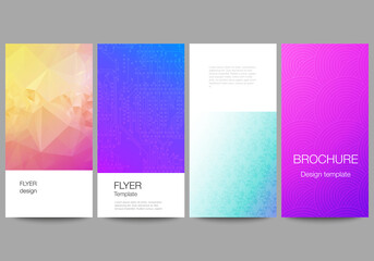 The minimalistic vector illustration of the editable layout of flyer, banner design templates. Abstract geometric pattern with colorful gradient business background.