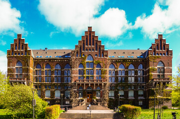 Naklejka premium View on the University library exterior in Lund, Skåne, Sweden