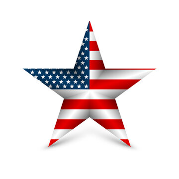 USA star in national colors of America. Independence day. Vector illustration