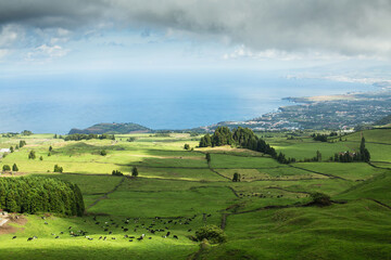 Fototapeta na wymiar Atlantic coast and landscape of San Miguel island — Azores, Portugal.