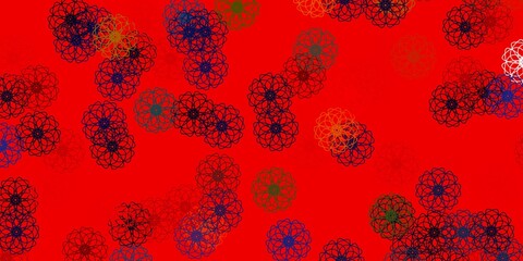 Light Blue, Yellow vector doodle background with flowers.