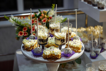 Beautiful sweets on the wedding table.