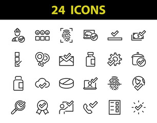 A simple set of claim related vector ICON lines. Contains icons such as file uploaded, received document, read message, receive call and more. Editable Bar. 48x48 Pixel Perfect