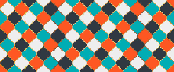 Ottoman Mosque Window Shape. Seamless Moroccan Texture Ramadan Traditional 