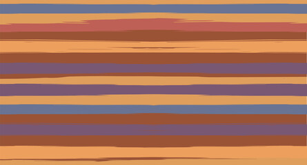 Orange, Brown Lines Seamless Summer Pattern, Vector Watercolor Sailor Stripes. Retro Vintage Grunge Fabric Fashion Design Horizontal Brushstrokes. Simple Painted Ink Trace, Geometric Cool Autumn Print