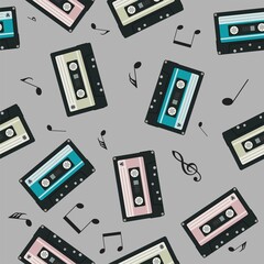 vector seamless audio cassettes background