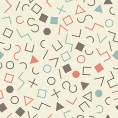 vector seamless geometric pattern, memphis or hipster style