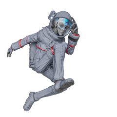 Obraz na płótnie Canvas alien astronaut is doing a jump in action