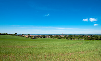 Distant view of Kegworth in the East Midlands, UK