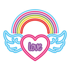 lgtbi rainbow and heart with wings design, Pride day love sexual orientation and identity theme Vector illustration