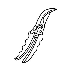 shears-secateurs isolated on a white background. Garden tools for working with flowers and shrubs. Hand-drawn vector illustration in the Doodle style.