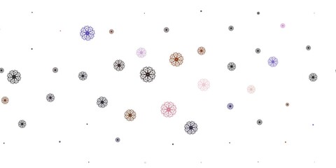 Light Pink, Yellow vector doodle template with flowers.