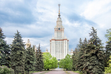 Fototapeta na wymiar Sights of Moscow, Lomonosov Moscow University summer Sunny day