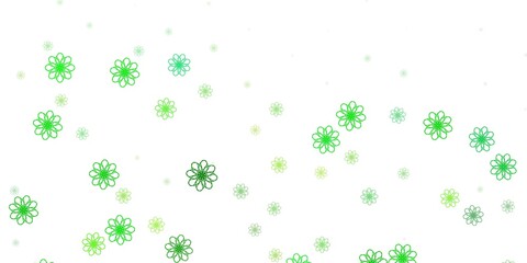 Light Green, Yellow vector doodle texture with flowers.