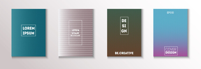 Folded Minimal Cover Vector Set. Trendy Magazine Page. Modern Flyer 