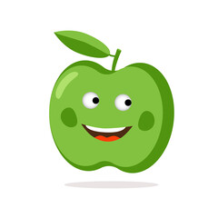 A green apple with a smile as a symbol of health and joy.