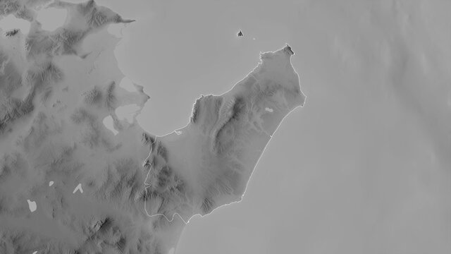 Nabeul, Tunisia - outlined. Grayscale