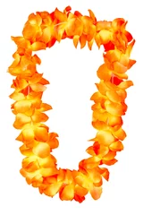 Foto op Plexiglas orange hawaiian lei beads with vibrant colors isolated on a white background © kosmos111