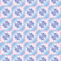 Vector seamless pattern texture background with geometric shapes, colored in blue, pink, purple, white colors.