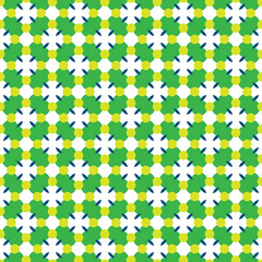 Vector seamless pattern texture background with geometric shapes, colored in green, yellow, blue, white colors.