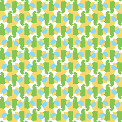 Vector seamless pattern texture background with geometric shapes, colored in green, yellow, blue, white colors.