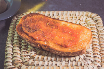 bread with tomato, olive oil, garlic and pepper