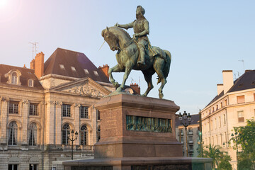 ORLEANS, FRANCE - JULY 26, 2018: place Martroi with monument of Joan of Arc on horse