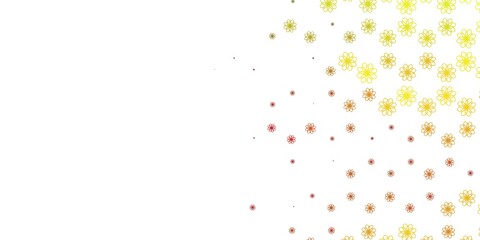 Light Red, Yellow vector background with curved lines.