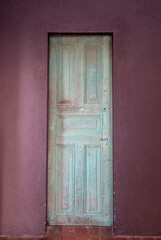 Door with bright colors in residence, entrance to private house.