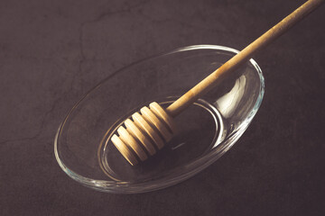 honey pot with wooden spoon 