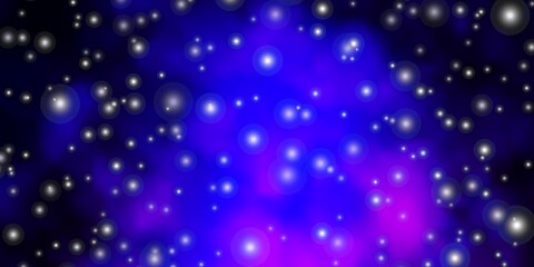 Dark Purple, Pink vector background with colorful stars. Decorative illustration with stars on abstract template. Design for your business promotion.