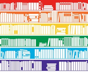 vector graphic background of books on bookshelf