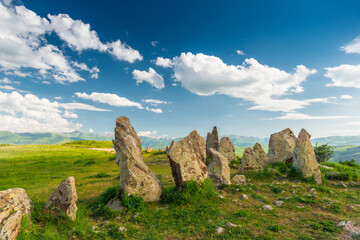 Mysterious stones with round holes in Karahunj - Armenian Stonehenge, Zorats Karer, Armenia