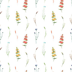 Floral pattern with hand painted field flowers for package summer design or any other branding