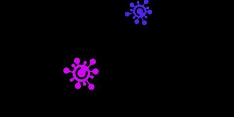 Dark blue, red vector backdrop with virus symbols.