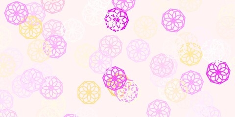 Light Pink, Yellow vector natural backdrop with flowers.