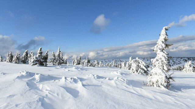 Time lapse of winter snowy landscape