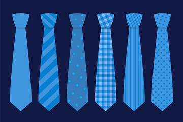 Necktie Collection in blue tones - obrazy, fototapety, plakaty