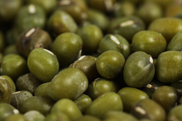 Close up shot of raw mung beans, one kind of food that has good nutrient for us
