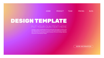 Colorful landing page. Fluid Gradient Futuristic abstract shapes composition Dynamic vector background pattern with minimal shapes. Trendy v Illustration for Wallpaper, Banner, website , Card, Book 