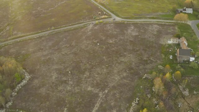 Countryside aerial view Clarry Hill, Maine Sunset 