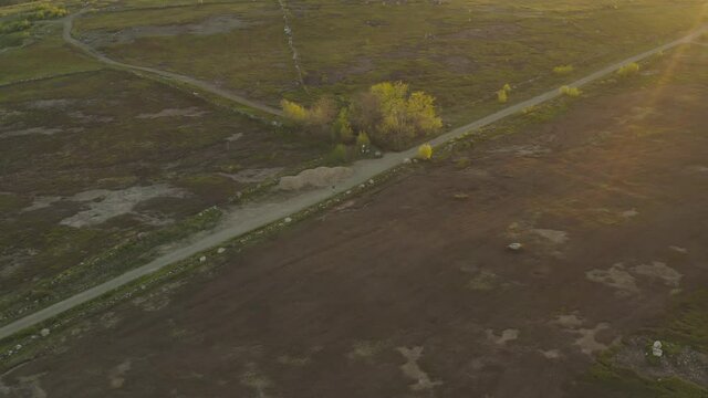 Old country roads at sunset Clarry Hill, Maine Aerial