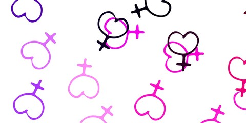 Obraz premium Light Purple, Pink vector pattern with feminism elements.