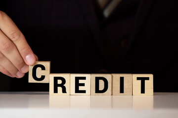 CREDIT word made with building blocks