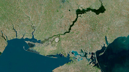 Kherson, Ukraine - outlined. Satellite